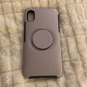iPhone X Otterbox + Popsocket Purple Case